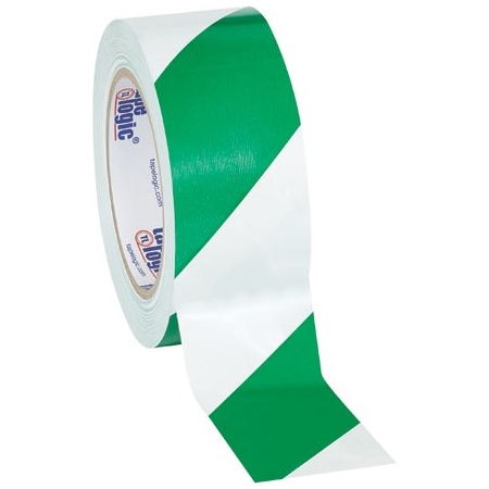 Tape Logic 2'' x 36 yds. Green/White Tape Logic Striped Vinyl Safety Tape, 24PK BUY00019982